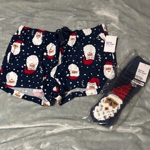 Old Navy Navy Santa Print Pajama Set